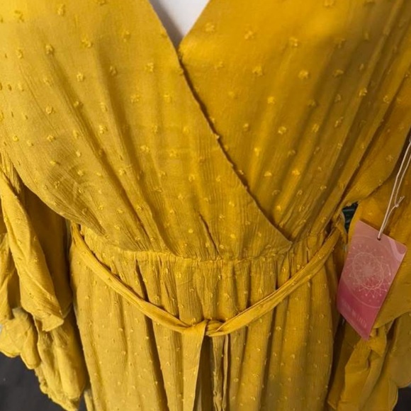Nordstrom Mustard Long Sleeve Wrap Dress - Picture 5 of 6